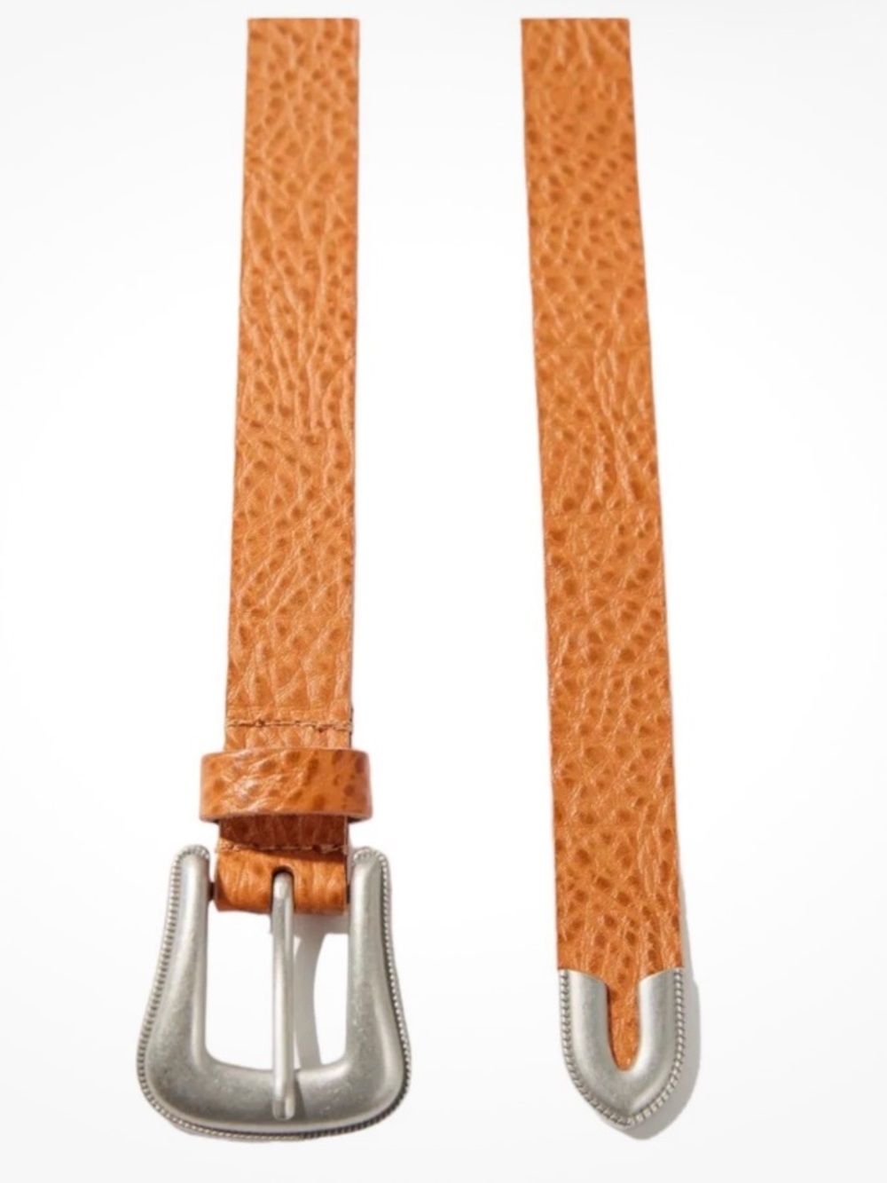 NWOT Urban  Outfitters 100% Leather Skinny Western Belt with Silver Buckle